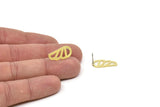 Brass Wing Earring, 8 Raw Brass Wing Stud Earrings, Findings (20x10x0.60mm) A5908