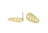 Brass Wing Earring, 8 Raw Brass Wing Stud Earrings, Findings (20x10x0.60mm) A5908