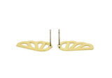 Brass Wing Earring, 8 Raw Brass Wing Stud Earrings, Findings (20x10x0.60mm) A5908