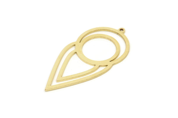 Brass Geometric Charm, Raw Brass Geometric Charms With 1 Loop, Findings (40x19x0.80mm) SMP1586