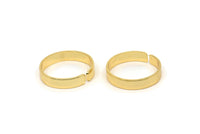 Gold Smooth Ring, 4 Gold Plated Brass Adjustable Smooth Rings, Ring Settings (21x4mm) A2569