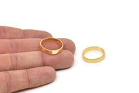 Gold Smooth Ring, 4 Gold Plated Brass Adjustable Smooth Rings, Ring Settings (21x4mm) A2569