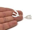 Silver Bird Earring, 4 Antique Silver Plated Brass Bird Stud Earrings (19x21x0.60mm) A4336 A3506