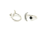 Silver Universe Cosmos Ring, 2 925K Sterling Plated Brass Moon And Planet Rings - Round Cabochon Size: 6mm N0127