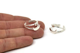 Silver Ring Setting, 925K Sterling Plated Brass Moon And Planet Ring With 1 Stone Settings - Pad Size 3mm N1272