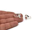 Silver Ring Setting, 2 925K Sterling Plated Brass Drop Rings With 1 Stone Setting - Pad Size 9x6mm V047 V077