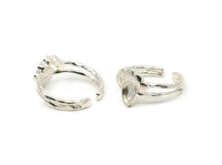 Silver Ring Setting, 2 925K Sterling Plated Brass Drop Rings With 1 Stone Setting - Pad Size 6x4mm D0214