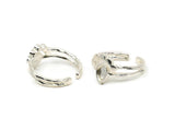 Silver Ring Setting, 2 925K Sterling Plated Brass Drop Rings With 1 Stone Setting - Pad Size 6x4mm D0214