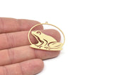 Brass Frog Charm, Raw Brass Frog Charms With 1 Loop, Findings (20/30/40x0.60mm) SMP2141