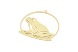Brass Frog Charm, Raw Brass Frog Charms With 1 Loop, Findings (20/30/40x0.60mm) SMP2141