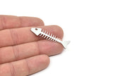 Steel Fish Bone Charm, Stainless Steel Fish Bone Charms, Blanks, Findings (20/30/44x0.80mm) SMP2144