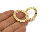 Brass Oval Earring, 2 Raw Brass Wavy Oval Stud Earrings With 1 Hole (33x28x1mm) D909 A1843