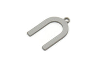 Steel Charm, Stainless Steel, Steel Pendants, Charm Pendants, U Shaped Charms, Steel Semi Circle Charms With 1 Loop (15x9.5x0.80mm) SMP2219