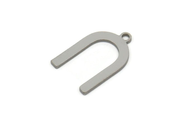 Steel Charm, Stainless Steel, Steel Pendants, Charm Pendants, U Shaped Charms, Steel Semi Circle Charms With 1 Loop (15x9.5x0.80mm) SMP2219