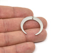 Steel Moon Charm, Stainless Steel Crescent Moon Charms With 2 Holes, Blanks, Findings (26/28x0.80mm) SMP2226