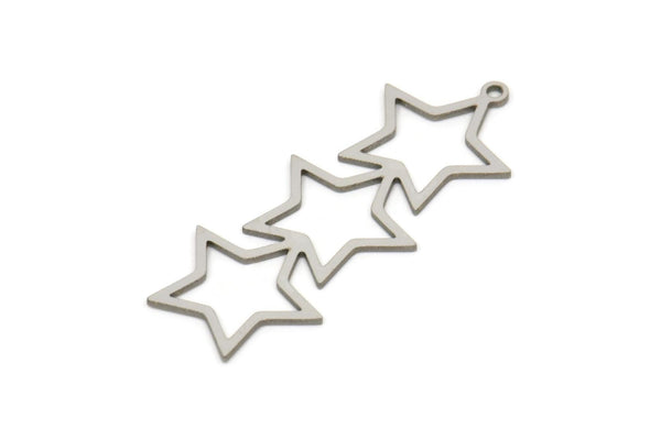 Steel Star Charm, Stainless Steel Star Charms With 1 Loop, Charm Pendants (40x16x0.80mm) SMP0656