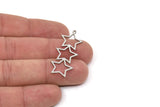Steel Star Charm, Stainless Steel Star Charms With 1 Loop, Charm Pendants (40x16x0.80mm) SMP0656