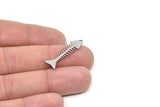Steel Fish Bone Charm, Stainless Steel Fish Bone Charms With 1 Hole, Findings (30x8x0.80mm) SMP2151