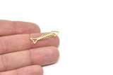 Brass Fish Bone Charm, Raw Brass Fish Bone Charms, Findings (30x8x0.60mm) SMP2152