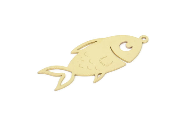 Brass Fish Charm, Raw Brass Fish Charms With 1 Loop, Findings (31x13x0.60mm) SMP2154