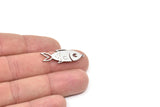 Steel Fish Charm, Stainless Steel Fish Charms With 1 Loop, Findings (31x13x0.80mm) SMP2154