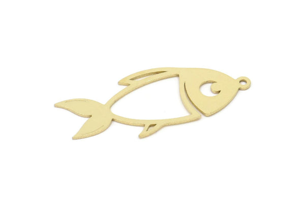 Brass Fish Charm, Raw Brass Fish Charms With 1 Loop, Findings (31x13x0.60mm) SMP2155