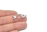 Steel Fish Charm, Stainless Steel Fish Charms With 1 Loop, Findings (31x13x0.80mm) SMP2155