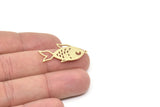 Brass Fish Charm, Raw Brass Gold Fish Charms With 1 Loop, Findings (31x16x0.60mm) SMP2156