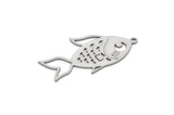 Steel Fish Charm, Stainless Steel Gold Fish Charms With 1 Loop, Findings (31x16x0.80mm) SMP2156