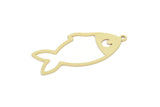 Brass Fish Charm, Raw Brass Fish Charms With 1 Loop, Findings (32x14x0.60mm) SMP2157