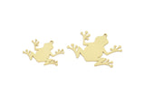 Brass Frog Charm, Raw Brass Frog Charms With 1 Loop, Findings (17/22x0.60mm) SMP2166