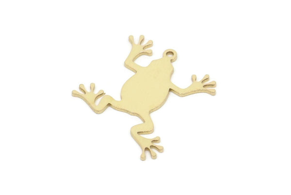 Brass Frog Charm, Raw Brass Frog Charms With 1 Loop, Findings (16x16x0.60mm) SMP2170