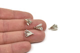 Silver Flower Charm, 4 Silver Tone Flower Charms With 1 Loop, Findings (14x10mm) N1234