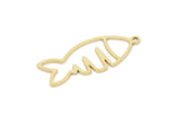 Brass Fish Charm, Raw Brass Fish Charms With 1 Loop, Blanks, Findings (22/32x0.60mm) SMP2175