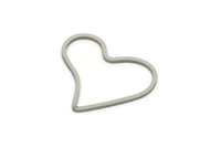 Steel Charm, Stainless Steel, Steel Pendants, Heart Charms, Steel Heart Shaped Charms, Connectors (13/17/22/26x0.80mm) SMP2243