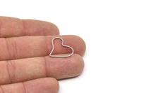 Steel Charm, Stainless Steel, Steel Pendants, Heart Charms, Steel Heart Shaped Charms, Connectors (13/17/22/26x0.80mm) SMP2243