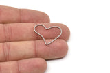 Steel Charm, Stainless Steel, Steel Pendants, Heart Charms, Steel Heart Shaped Charms, Connectors (13/17/22/26x0.80mm) SMP2243