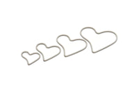 Steel Charm, Stainless Steel, Steel Pendants, Heart Charms, Steel Heart Shaped Charms, Connectors (13/17/22/26x0.80mm) SMP2243