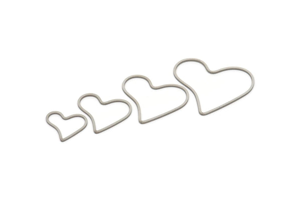 Steel Charm, Stainless Steel, Steel Pendants, Heart Charms, Steel Heart Shaped Charms, Connectors (13/17/22/26x0.80mm) SMP2243
