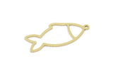 Brass Fish Charm, Raw Brass Fish Charms With 1 Loop, Blanks, Findings (22/32x0.60mm) SMP2178