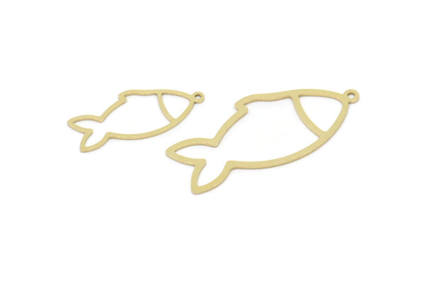 Brass Fish Charm, Raw Brass Fish Charms With 1 Loop, Blanks, Findings (22/32x0.60mm) SMP2178