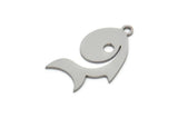 Steel Fish Charm, Stainless Steel Fish Charms With 1 Loop, Blanks, Findings (15/20/30x0.80mm) SMP2181