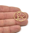 Brass Round Charm, Raw Brass Cat Charms With 1 Loop, Findings (32x30x0.60mm) SMP2186