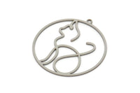 Çelik Yuvarlak Charm, 1 Döngülü Paslanmaz Çelik Kedi Charmları, Bulgular (32x30x0,80 mm) SMP2186