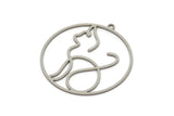 Çelik Yuvarlak Charm, 1 Döngülü Paslanmaz Çelik Kedi Charmları, Bulgular (32x30x0,80 mm) SMP2186