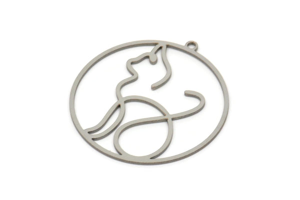 Çelik Yuvarlak Charm, 1 Döngülü Paslanmaz Çelik Kedi Charmları, Bulgular (32x30x0,80 mm) SMP2186