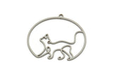 Steel Round Charm, Stainless Steel Cat Charms With 1 Loop, Findings (29x30x0.80mm) SMP2188