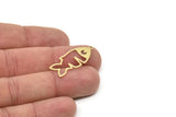 Brass Fish Charm, Raw Brass Fish Charms With 1 Loop, Findings (32x13x0.60mm) SMP2189