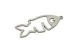 Steel Fish Charm, Stainless Steel Fish Charms With 1 Loop, Findings (32x13x0.80mm) SMP2189