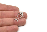 Steel Fish Charm, Stainless Steel Fish Charms, Findings (30x15x0.80mm) SMP2191